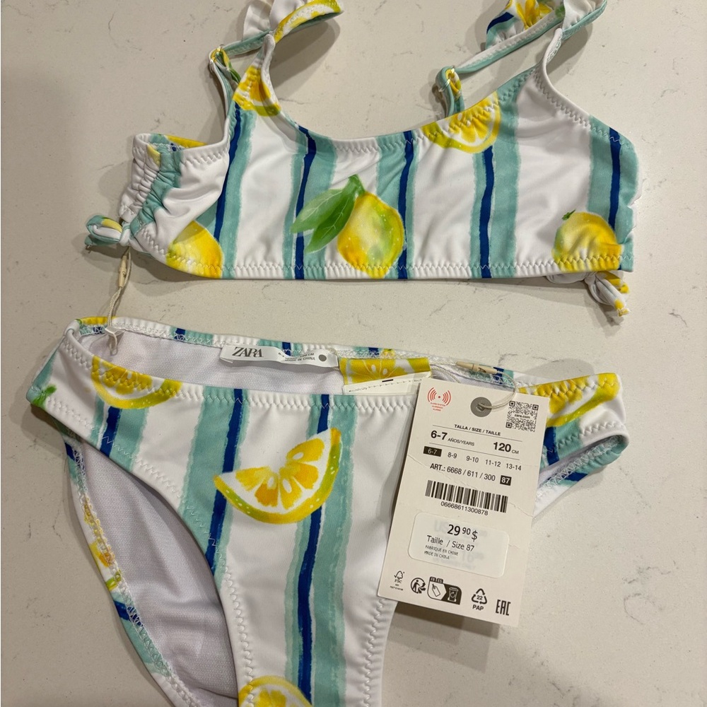 Zara Kids Lemon Stripe 2 Piece Bikini
